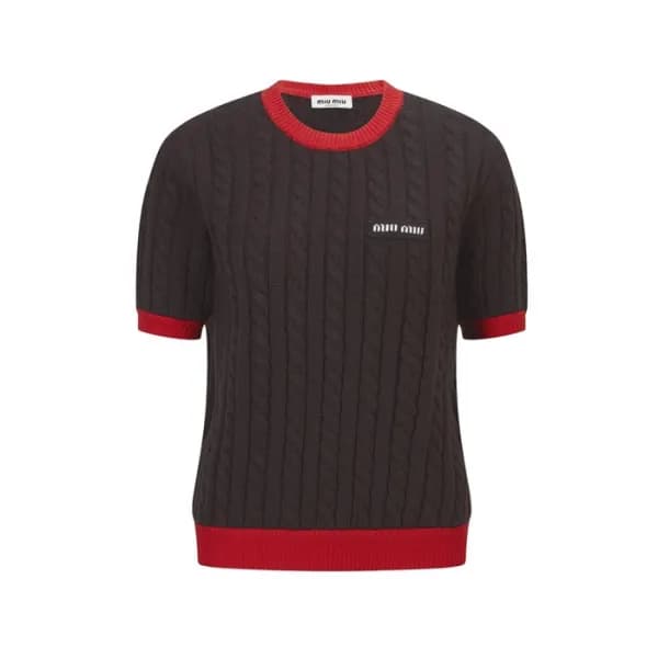 미우미우 여성 라운드 티셔츠 - Miumiu Womens Round Tshirt - mic… - 1