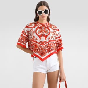 돌체앤가바나 여성 크루넥 그래픽 탑 - Dolce&Gabbana Womens Crew Ne…