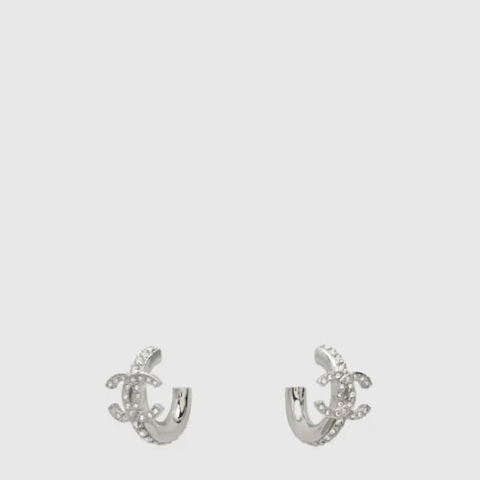 샤넬 여성 크리스탈 후프 이어링 - Chanel Womens Crystal Hoop Ear… - 1
