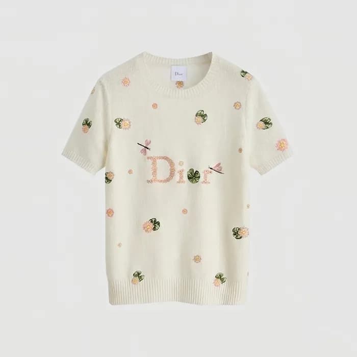 디올 여성 자수 반소매 스웨터 - Dior Womens Embroidered Sweater - dic16672x - 1