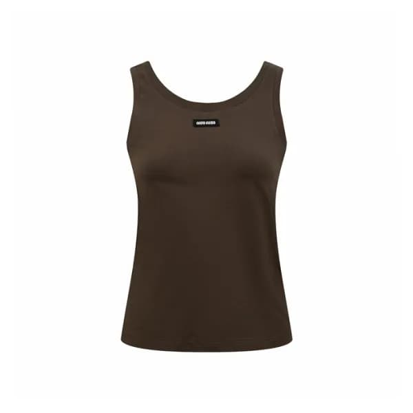 미우미우 여성 라운드 민소매 - Miumiu Womens Sleeveless Top - mic17781x - 1