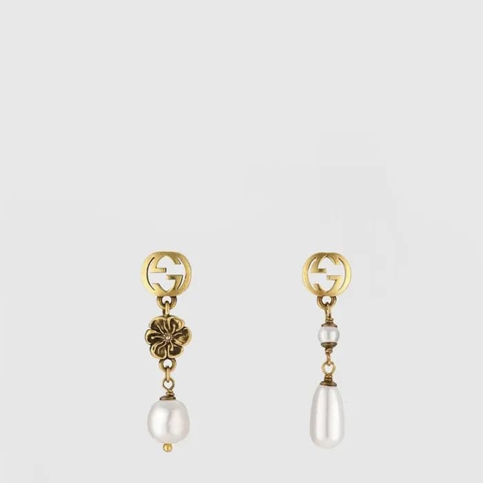 구찌 여성 인터로킹 G 플라워 펄 이어링 - Gucci Womens Interlocking G Flower Pearl Earring - acc10949x - 1