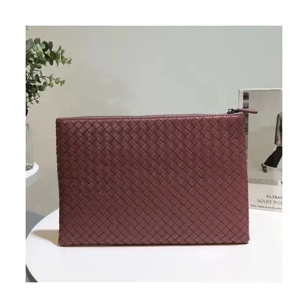 Bottega Veneta Leather Dark Pink Clutch Bag,25/30c… - 1