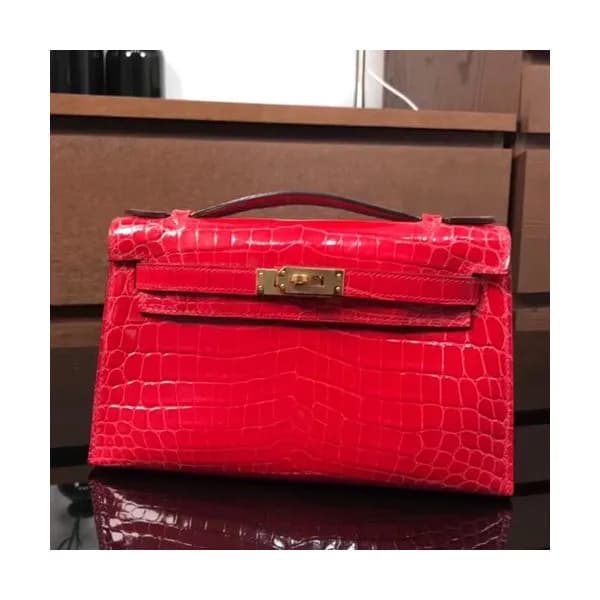 Hermes Mini Kelly Crocodile Leather Tote Bag / Clu… - 1