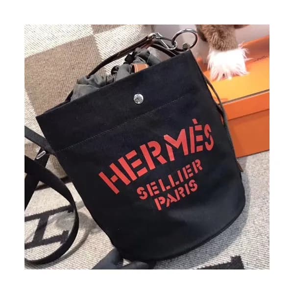 Hermes Canvas Sac De Pansage Tote Shoulder Bucket … - 1