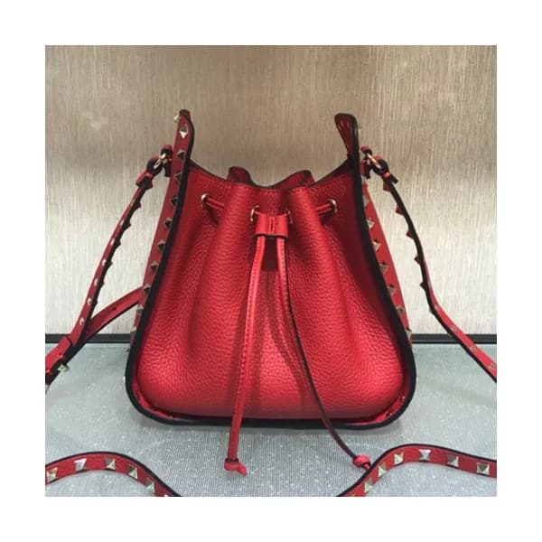 Valentino 2019 Leather Rockstud Bucket Small Shou… - 1