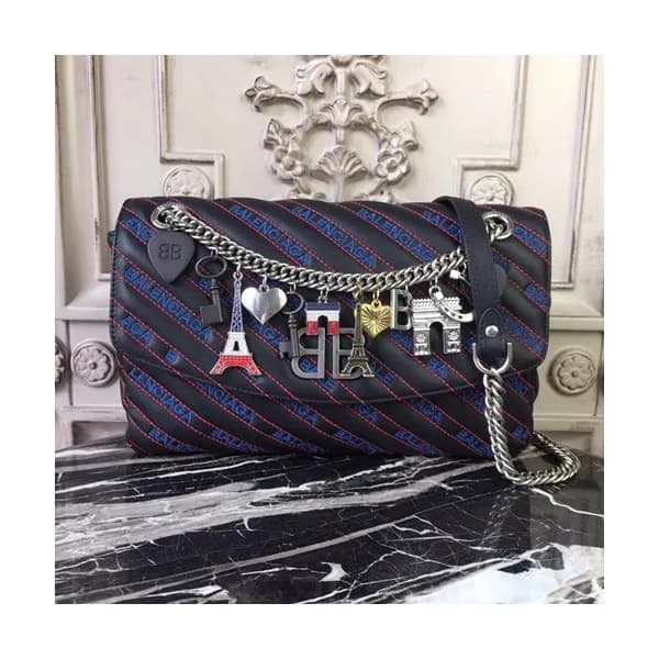 Balenciaga 2019 Lock Round Leather Chain Shoulder … - 1