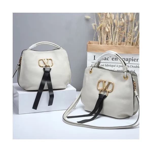 Valentino 2019 V-ring Leather Tote Shoudler Bag,26… - 1