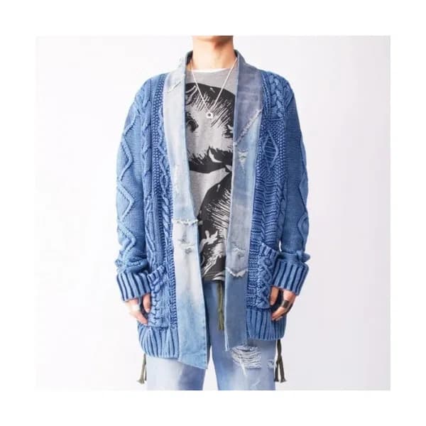 Greg Lauren Unisex Trendy Denim Sweaters - 그렉 로렌 남…