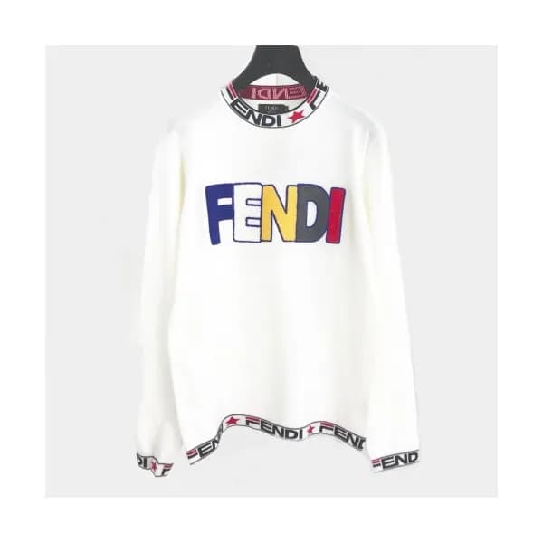 Fendi 2020 Mens Logo Crew-neck Wool Sweaters - 펜디 … - 1