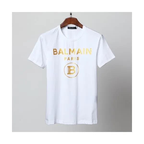 Balmain Mens Logo Cotton Short Sleeved Tshirs Whi… - 1