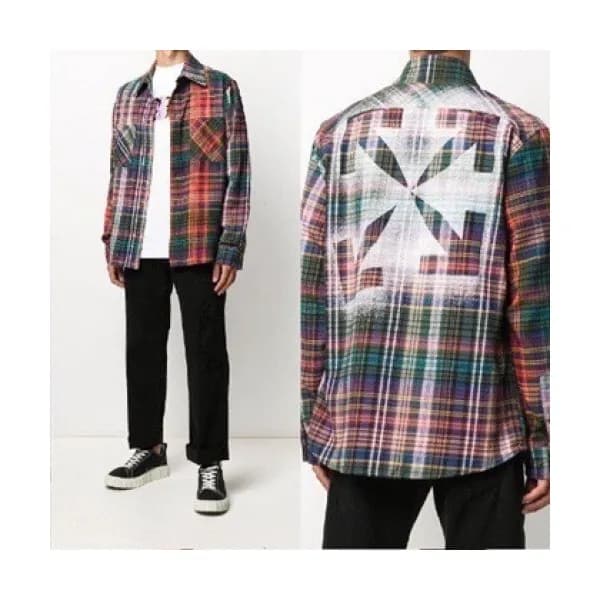 Off white Mens Basic Logo Cotton Shirts Blue - 오프… - 1