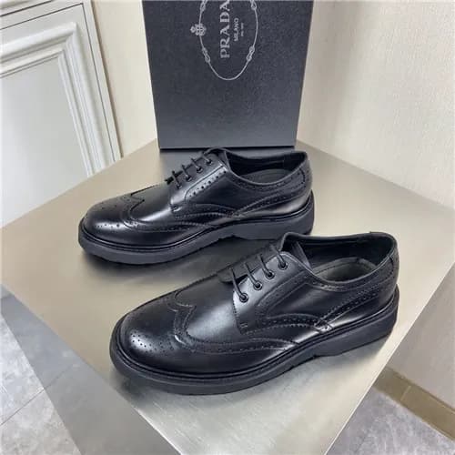 Prada 2021 Men's Leather Derby Shoes,PRAS0811 … - 1