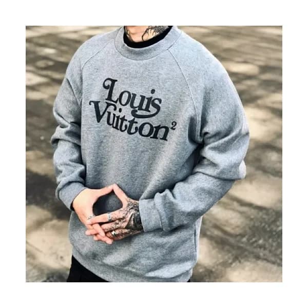 Louis vuitton Mens Casual Cotton Tshirts Gray - … - 1