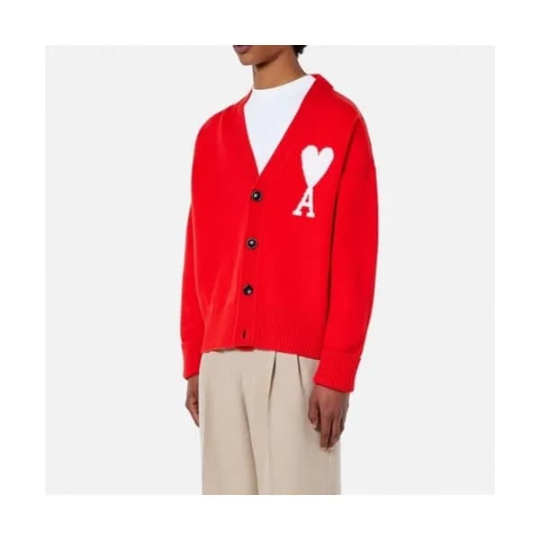 Ami Mm/Wm Logo Casual Cardigen Red - 아미 2021 남/녀 로… - 1