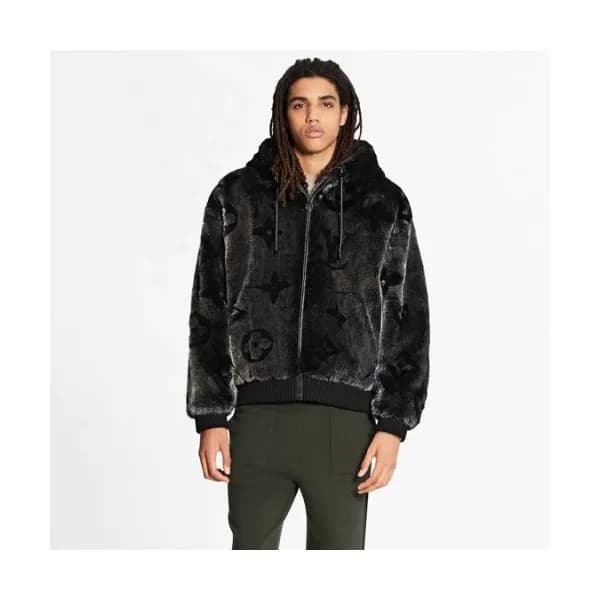 Louis vuitton Mens Logo Leather Jackets Black - 루… - 1
