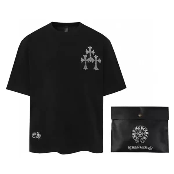 크롬하츠 남성 크루넥 블랙 반팔티 - Mens Black Tshirts - chr0438x - 1
