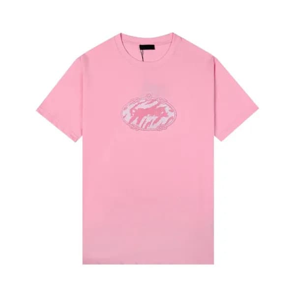 프라다 남/여 크루넥 핑크 반팔티 - Unisex Pink Tshirts - Pra0259… - 1