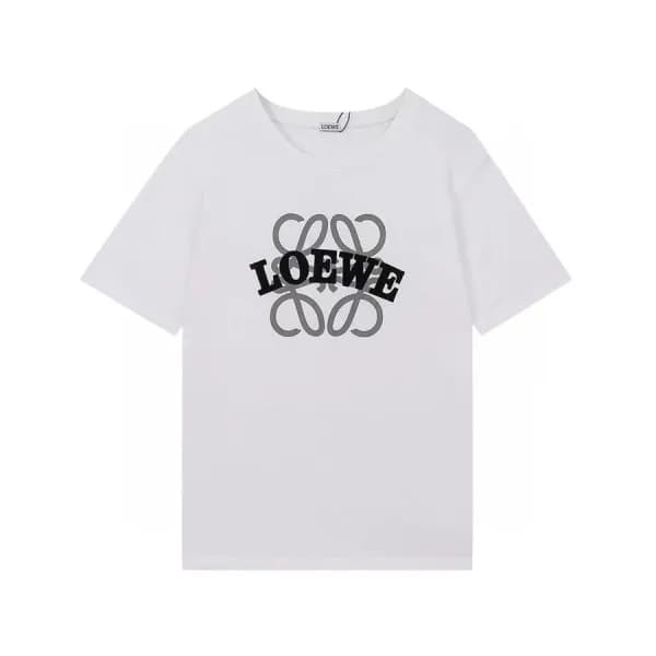 로에베 남성 이니셜 화이트 반팔티 - Mens White Tshirts - loe0568x - 1
