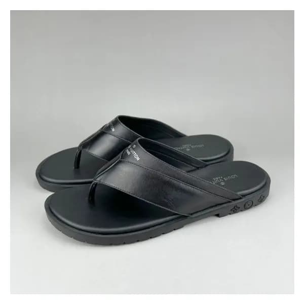 루이비통 남성 이니셜 블랙 슬리퍼 - Mens Black Slippers - lou0427… - 1