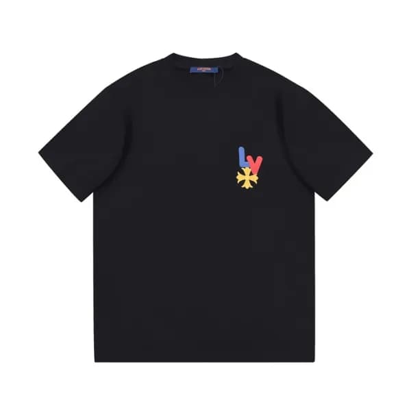 루이비통 남성 블랙 크루넥 반팔티 - Mens Black Tshirts - lou04853… - 1