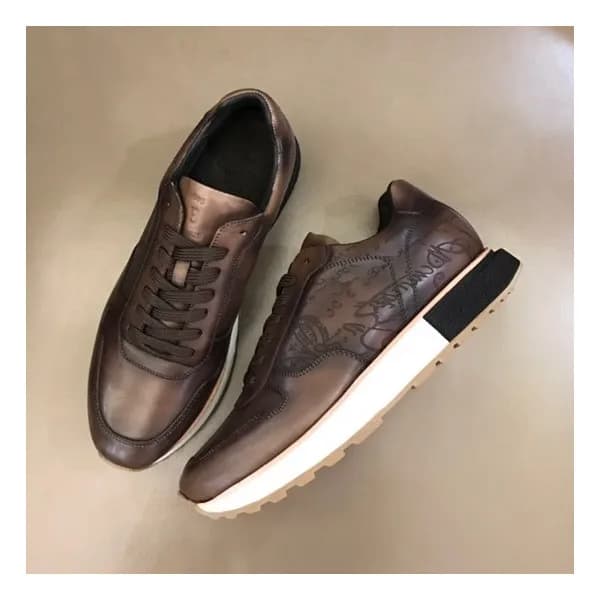 벨루티 남성 클래식 브라운 스니커즈 - Mens Brown Sneakers - ber00… - 1