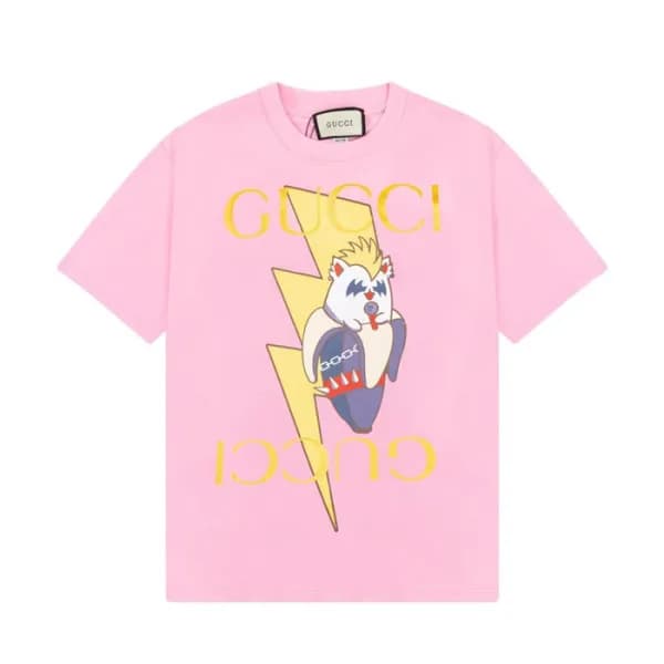 구찌 남/녀 핑크 크루넥 반팔티 - Unisex Pink Tshirts - guc04976… - 1