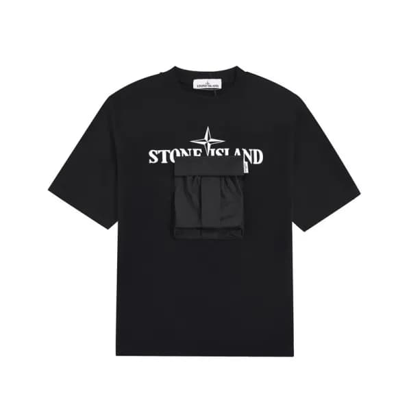 스톤아일랜드 남성 블랙 크루넥 반팔티 - Mens Black Tshirts - sto048… - 1