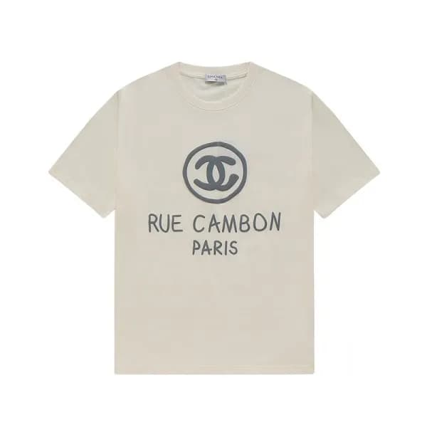 샤넬 남/녀 크루넥 아이보리 반팔티 - Unisex Ivory Tshirts - chl09… - 1