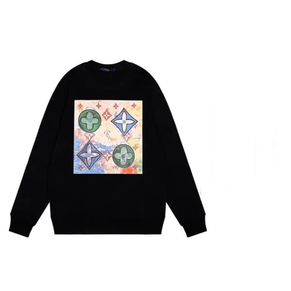 루이비통 남성 모던 블랙 맨투맨 - Mens Black Tshirts - lou05132x - 1