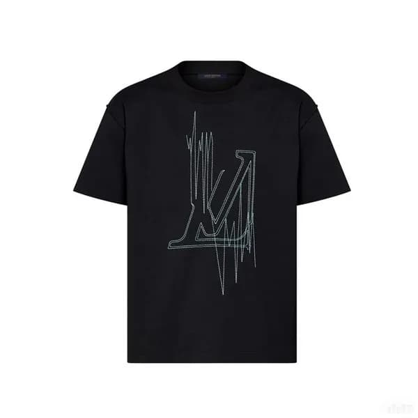 루이비통 남성 블랙 크루넥 반팔티 - Louis vuitton Mens Black Tshi… - 1