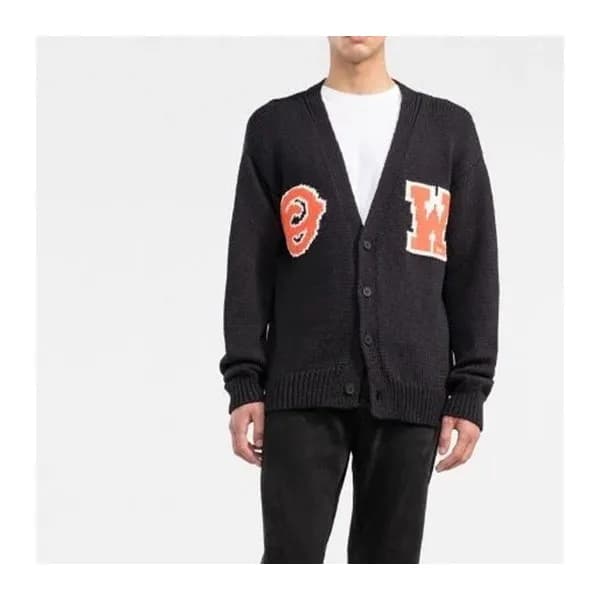 오프화이트 남성 브이넥 블랙 가디건 - Off-white Mens Black Cardiga… - 1