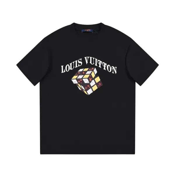 루이비통 남성 블랙 크루넥 반팔티 - Louis vuitton Mens Black Shor… - 1