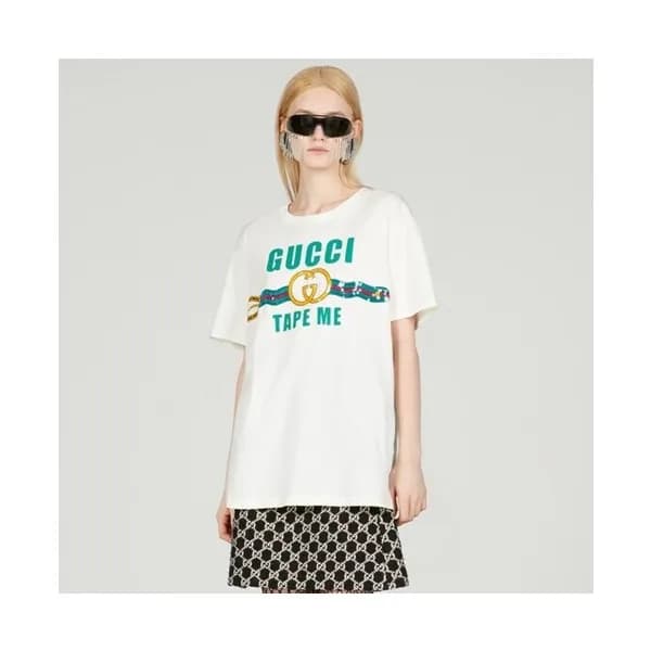 구찌 남/녀 화이트 크루넥 반팔티 - Gucci Unisex Short sleeved T-…