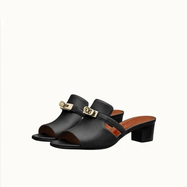 에르메스 여성 블랙 켈리 뮬 - Hermes Womens Black Mule - he128… - 1