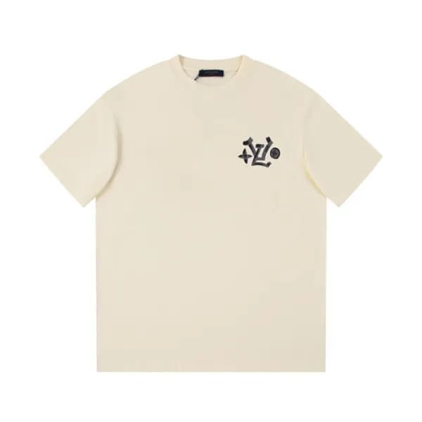 루이비통 남성 아이보리 크루넥 반팔티 - Louis vuitton Mens Ivory Sh… - 1