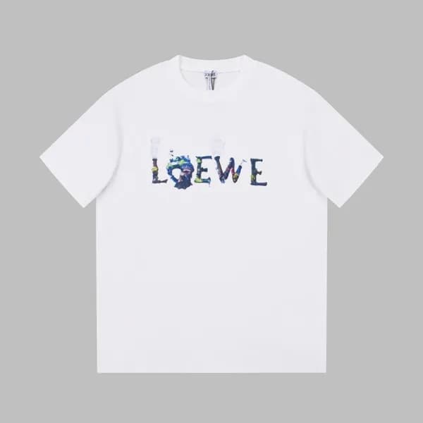 로에베 남/녀 이니셜 화이트 반팔티 - Loewe Unisex White Short sle… - 1
