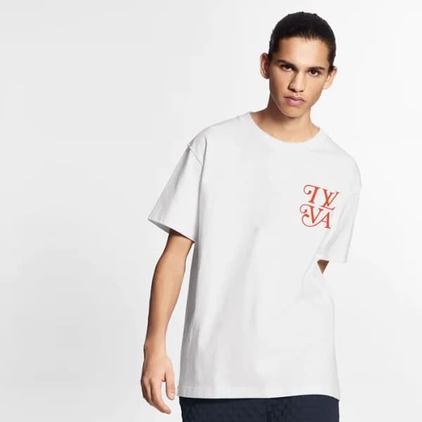 루이비통 남성 화이트 크루넥 반팔티 - Louis vuitton Mens White Sho… - 1