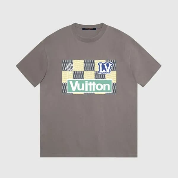 루이비통 남성 크루넥 그레이 반팔티 - Louis vuitton Mens Gray Shor… - 1