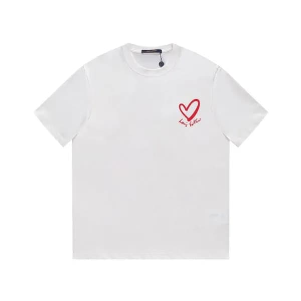 루이비통 남성 크루넥 화이트 반팔티 - Louis vuitton Mens White Sho… - 1