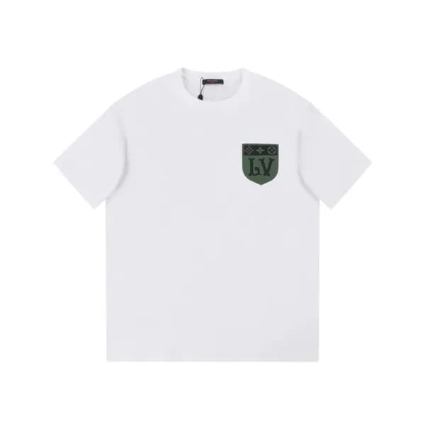 루이비통 남성 크루넥 화이트 반팔티 - Louis vuitton Mens White Sho… - 1