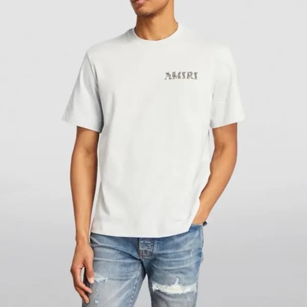 아미리 남성 화이트 반팔 티셔츠 - Amiri Mens White Tshirts - amc… - 1