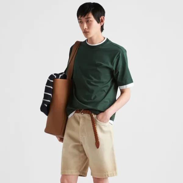 프라다 남성 그린 반팔 티셔츠 - Prada Mens Green Tshirts - prc1… - 1