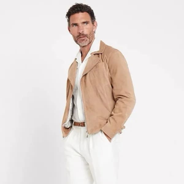 브루넬로쿠치넬리 남성 가죽 자켓 - Brunello Cucinelli Mens Leathe… - 1