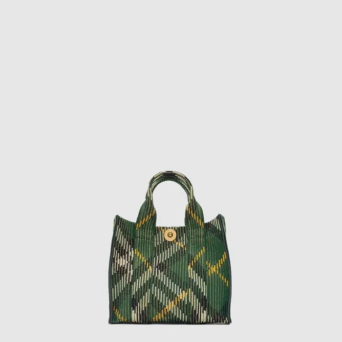 버버리 여성 미니 체크 니트 토트 - Burberry Womens Mini Check Kn… - 1