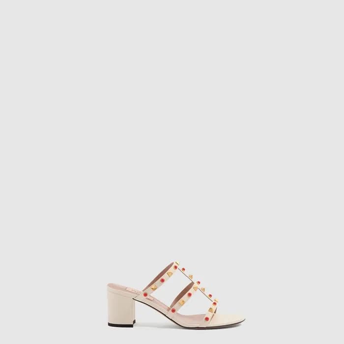 발렌티노 여성 락스터드 슬라이드 샌들 - Valentino Womens Rockstud S… - 1