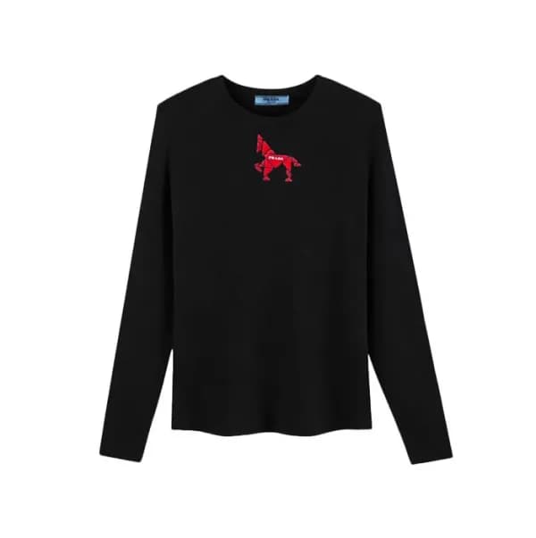 프라다 여성 라운드 긴팔티 - Prada Womens Round Tshirt - prc16… - 1