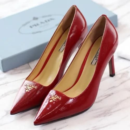 Prada 2019 Ladies Steel Logo Leather Pumps - 프라다 여… - 1