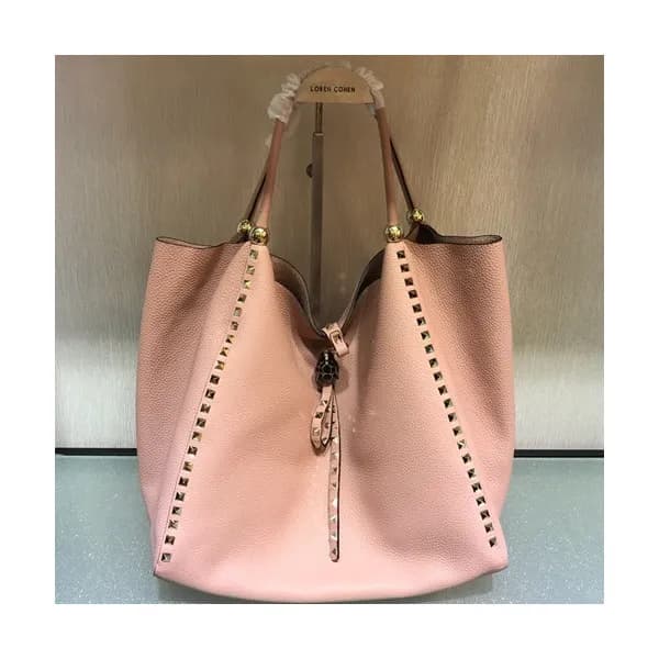Valentino 2019 Leather Rockstud Tote Shopper Bag,3… - 1