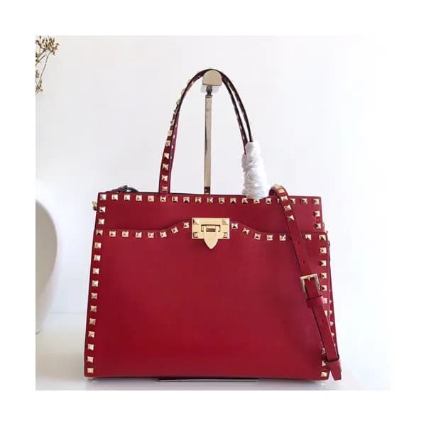 Valentino 2019 Leather Garavani Rockstud Tote Shou… - 1